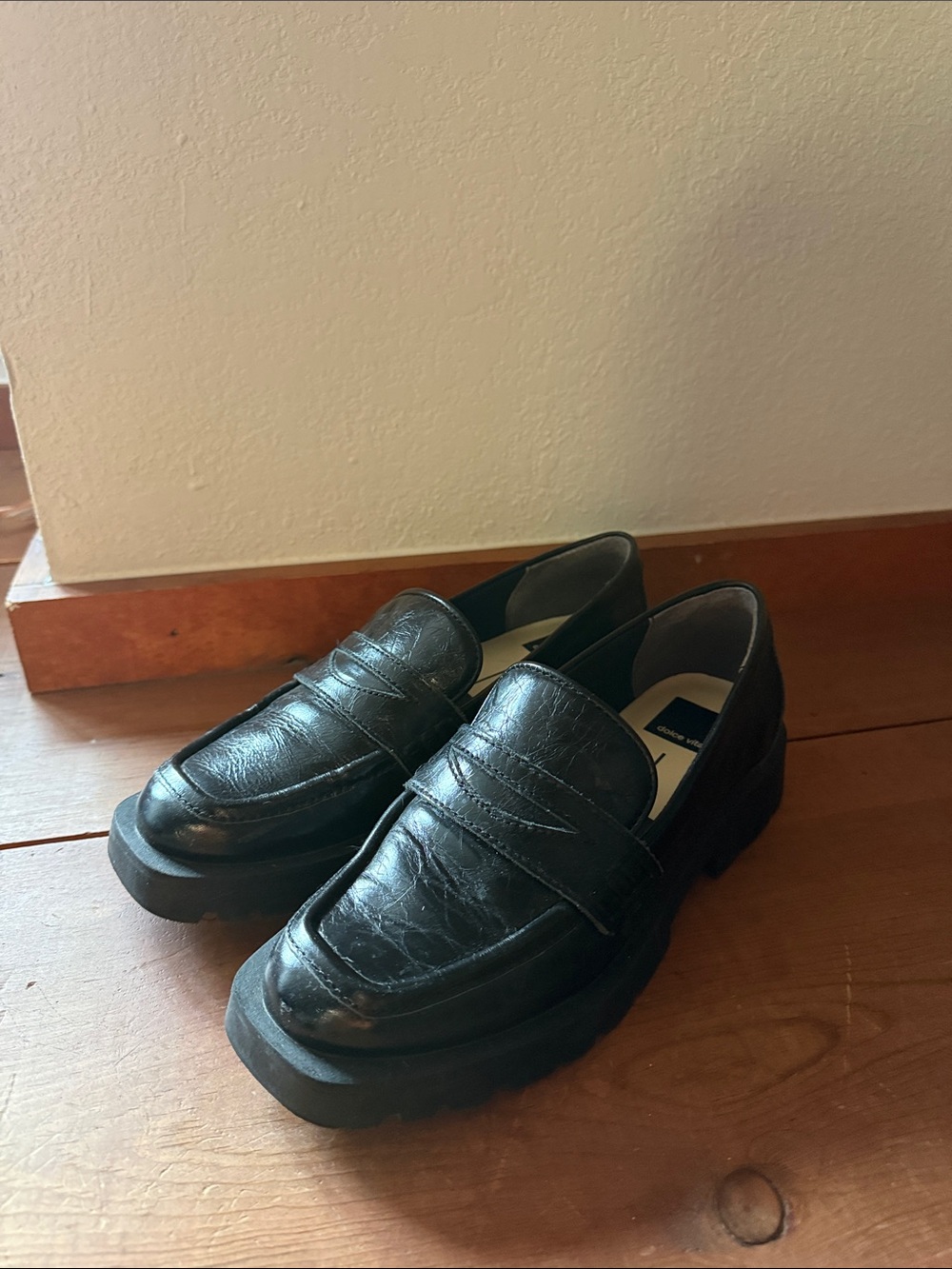 Dolce Vita Black Chunky Penny Loafers